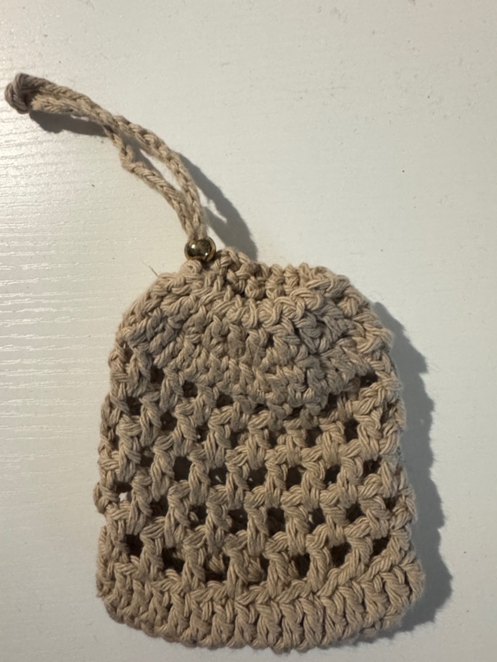 Crochet Soap Bag with Drawstring  - 100% Cotton - Handmade by me!